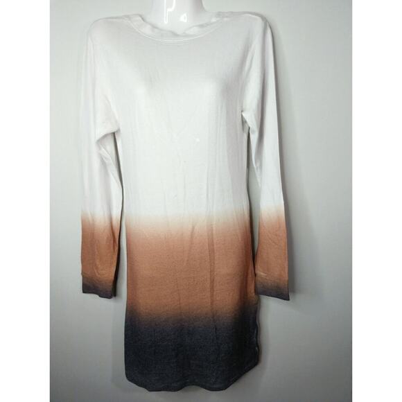 Go‎ Couture White Rust & Gray Dip Dye Ombre V-Back Mini Shift Dress Size M - Picture 1 of 10